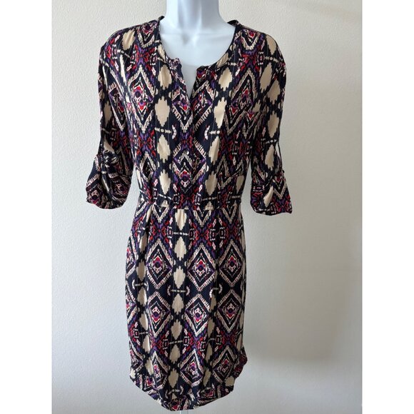 Holding Horses for Anthropologie Dress 4 Tribal Ikat Print Boho Festival Casual - Picture 2 of 15